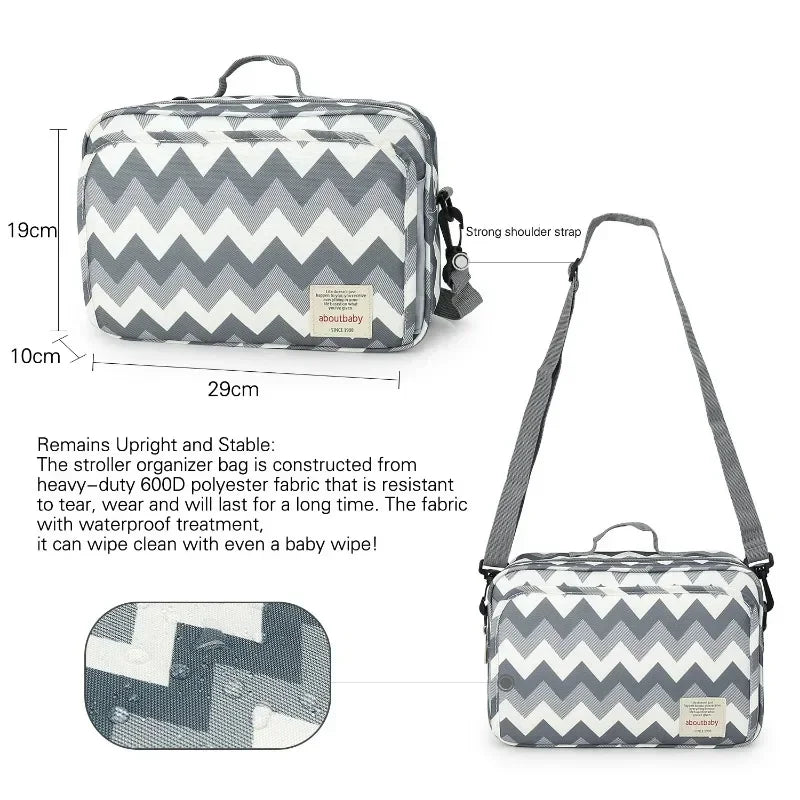 2024 Mommy with Baby Outdoor Travel New Waterproof Printed Cart Bag Storage Hanging Bag Diaper Bag Mommy Bag