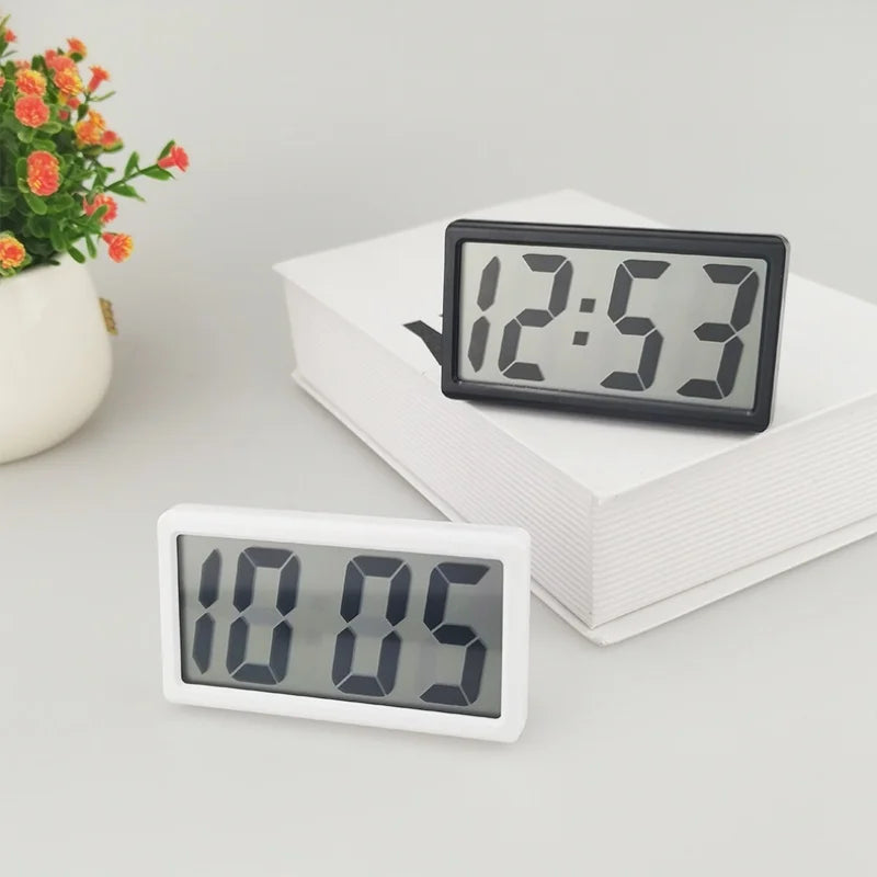 1pc Mini Battery Powered Digital Desk Clock Time Date 12-hour Display Table Clock Wall-mounted LCD Clock With 4Pcs AG10 Battery
