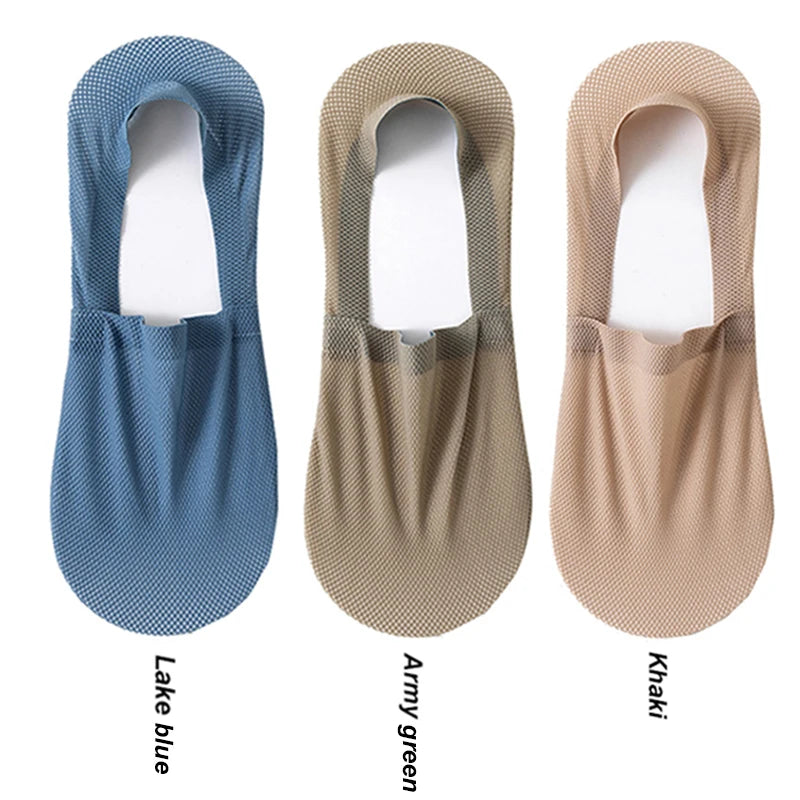 3Pair / Lot Men Boat Socks Fashion Summer Thin Invisible Sock Breathable Soft Casual Sox High Quality Elastic Mesh Sokken Meias
