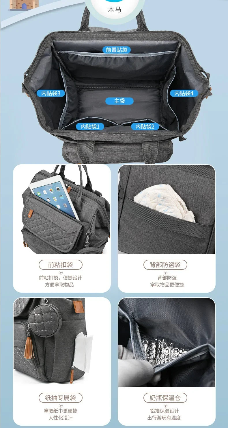 Milk Bottle Diaper Multi Compartment Maternal Christmas Large Capacity Mommy Bag Multi Functional Portable Mom Storage Backpack