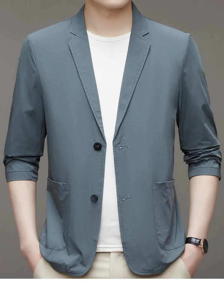 Korean Men's Suit Male Casual Slim Fit Business Jacket Spring Autumn Anti-Wrinkle Versatile Ultra-Thin Breathable High-Elastic