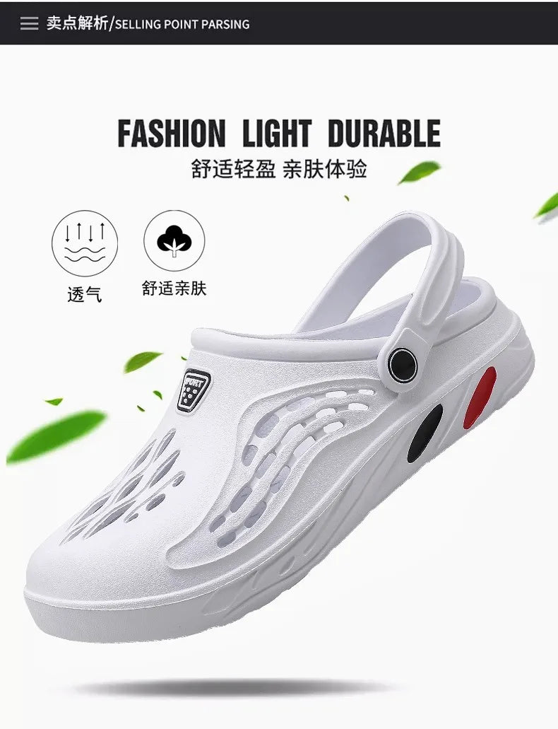 Summer Beach Men Sandals Breathable Men Casual Shoe Hole Shoes Light Clogs Home Garden Outdoor Male Flat Slippers Big Size 39-49