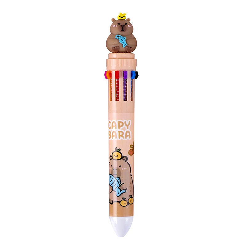 10 Colors Ballpoint Pen Capybara 0.5mm Colorful Ink Gel Pens Silicone Kawaii Pens School Office Supplies Stationery