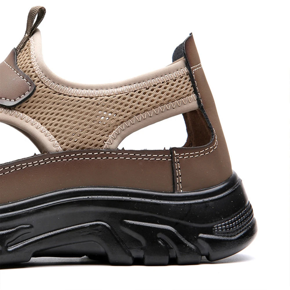 Summer Breathable Men's Baotou Sandals Hollowed Out Mesh Shoes Outdoor Non-slip Lightweight Sports Casual Beach Shoes