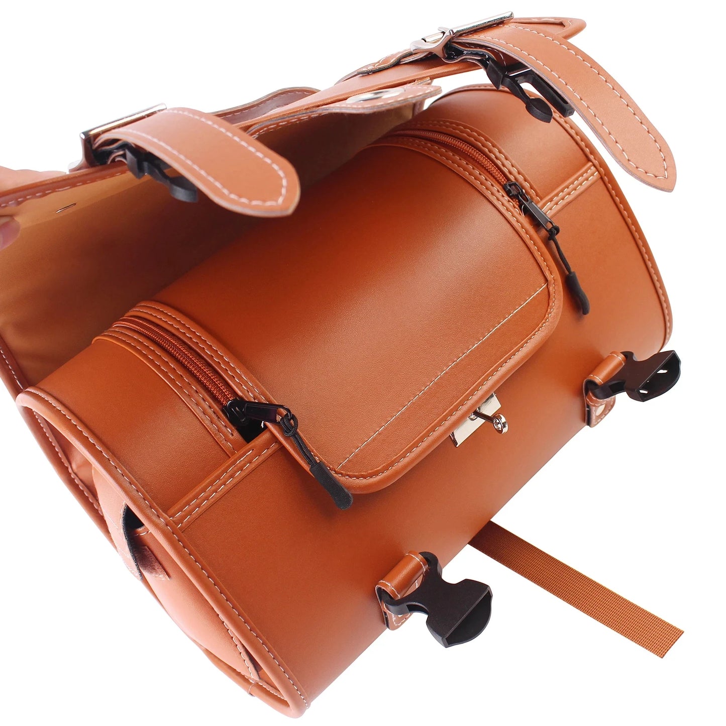 Motorcycle Universal Brown Large Capacity Waterproof Bags Side Tool Bag Rear Travel Luggage Seat Bag For Harley Honda Yamaha