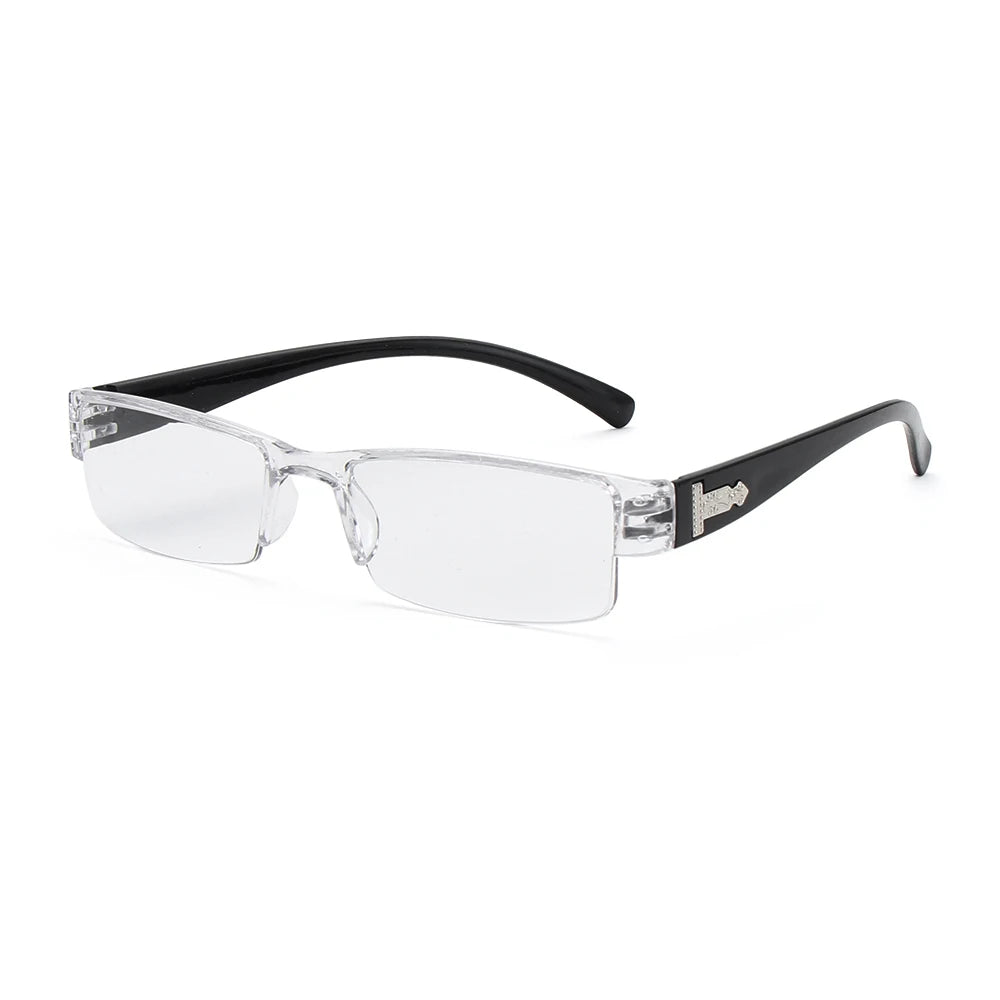 Korean Fashion Reading Glasses Men Women Clear Lens Half Frame Presbyopic Eyewear 1.0 1.5 2.0 2.5 3.0 3.5 4.0 for Reader
