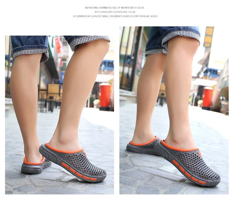 Summer Beach Men Sandals Breathable Men Casual Shoe Hole Shoes Light Clogs Home Garden Outdoor Male Flat Slippers Big Size 39-49