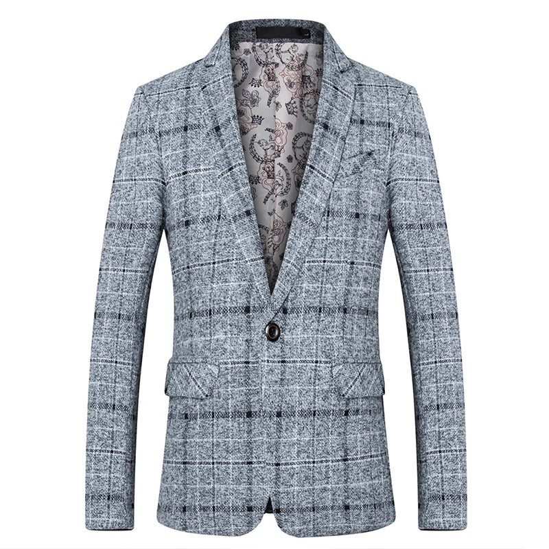Men's Suit Coat Business Casual Small Suit Spring And Autumn New Professional Clothes Formal Men's Top Fashion Plaid Dress