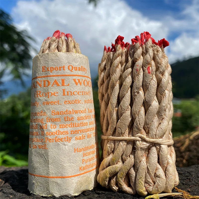 40Pcs Handmade Nepal Rope Aromatherapy Traditional White Sage Cedar Sandalwood Burning Rope Fragrance for Yoga Meditation