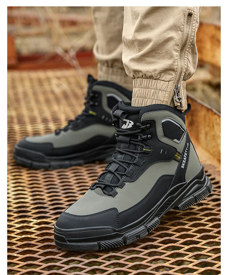 Man Safety Shoes Puncture-Proof Work Sneaker Waterproof Work Shoes Steel Toe Shoes Safety Boots Indestructible Shoes Lightweight