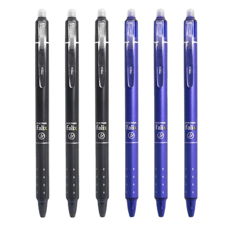 0.5mm Retractable Erasable Gel Pens Set with Refills Black Blue Gel Ink Built-in Eraser Office Supplies Exam Stationery Kit