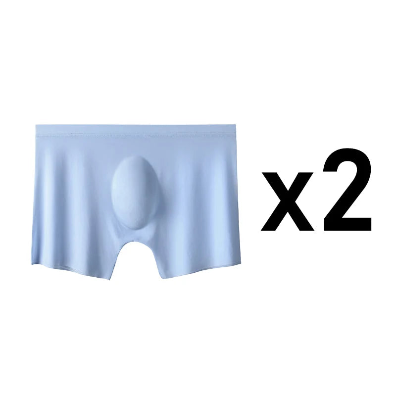 2 Pcs/Lot Men's Ultra-thin Panties Summer Ice Silk Boxers Briefs Underwear Lingerie Shorts Breathable Sexy Seamless Underpants