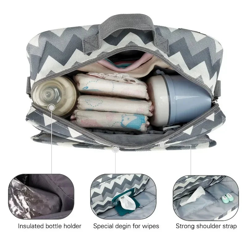 2024 Mommy with Baby Outdoor Travel New Waterproof Printed Cart Bag Storage Hanging Bag Diaper Bag Mommy Bag
