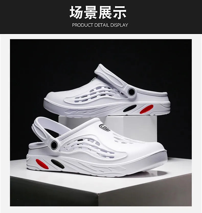 Summer Beach Men Sandals Breathable Men Casual Shoe Hole Shoes Light Clogs Home Garden Outdoor Male Flat Slippers Big Size 39-49