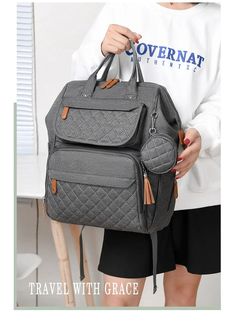 Milk Bottle Diaper Multi Compartment Maternal Christmas Large Capacity Mommy Bag Multi Functional Portable Mom Storage Backpack
