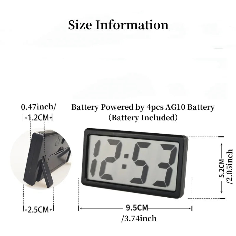 1pc Mini Battery Powered Digital Desk Clock Time Date 12-hour Display Table Clock Wall-mounted LCD Clock With 4Pcs AG10 Battery