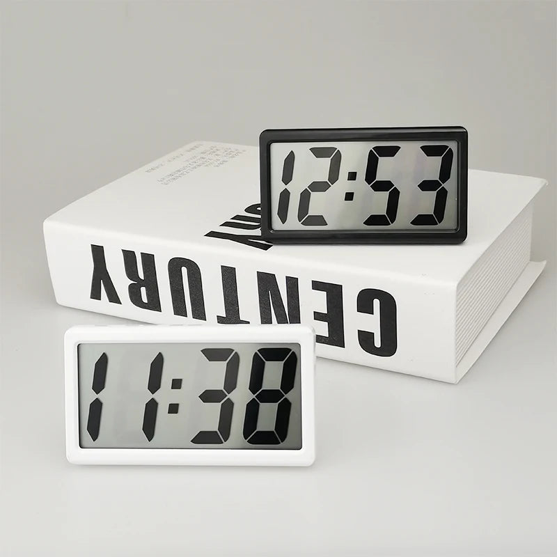 1pc Mini Battery Powered Digital Desk Clock Time Date 12-hour Display Table Clock Wall-mounted LCD Clock With 4Pcs AG10 Battery