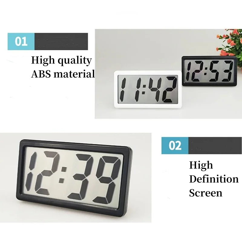 1pc Mini Battery Powered Digital Desk Clock Time Date 12-hour Display Table Clock Wall-mounted LCD Clock With 4Pcs AG10 Battery