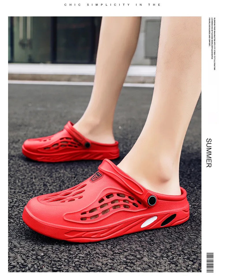 Summer Beach Men Sandals Breathable Men Casual Shoe Hole Shoes Light Clogs Home Garden Outdoor Male Flat Slippers Big Size 39-49