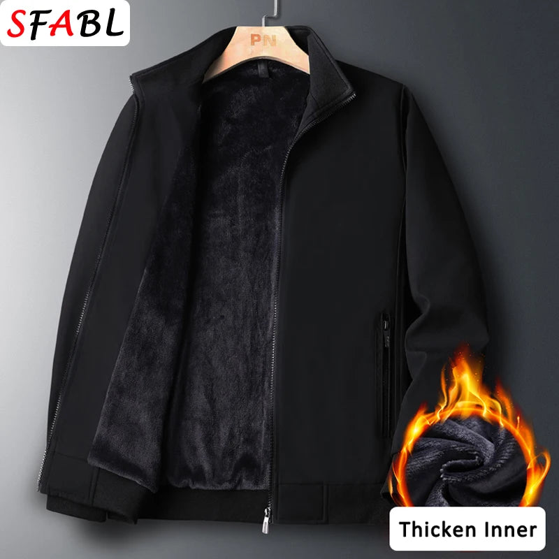 Warm Padded Blazers for Men's Winter Jacket Luxury Casual Winter Jackets for Men Formal Business Office Dress Coat Outwear Black