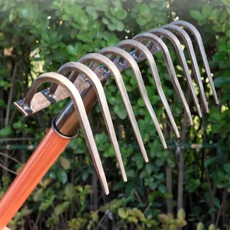Multifunctional Ninetooth Nail Rake Household Sturdy and durable manganese steel laborsaving nail rake Garden agricultural tool