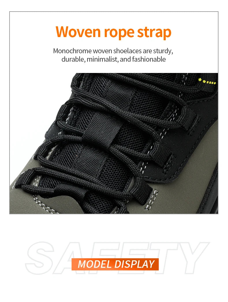 Man Safety Shoes Puncture-Proof Work Sneaker Waterproof Work Shoes Steel Toe Shoes Safety Boots Indestructible Shoes Lightweight