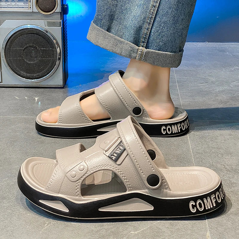 Men's Slippers Summer New Sandals EVA Light Adult Thick-soled Beach Shoes Non-slip Open-toe Sandals for Outdoor