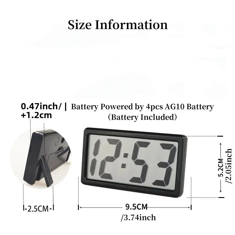1pc Mini Battery Powered Digital Desk Clock Time Date 12-hour Display Table Clock Wall-mounted LCD Clock With 4Pcs AG10 Battery