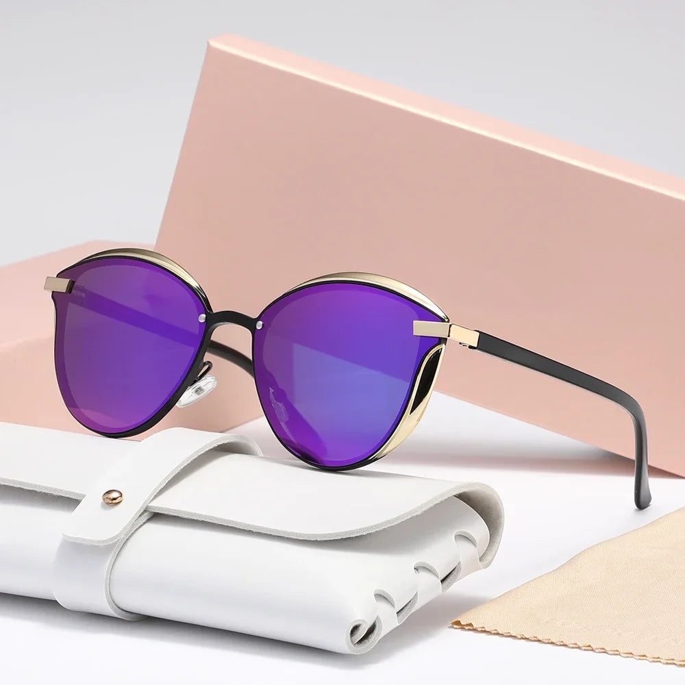 New Style Polarized Sunglasses For Women Catmore Round Sun Glass Ladies Woman Eyewear Accessory UVAB Protection