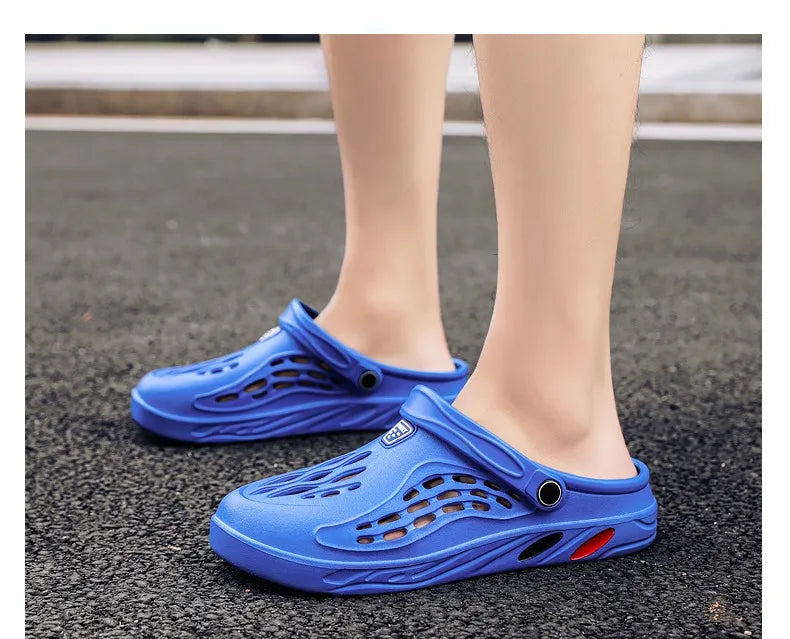 Summer Beach Men Sandals Breathable Men Casual Shoe Hole Shoes Light Clogs Home Garden Outdoor Male Flat Slippers Big Size 39-49