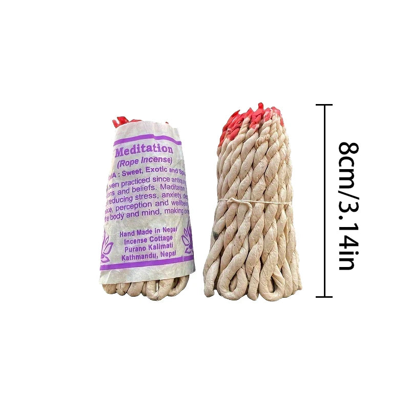 40Pcs Handmade Nepal Rope Aromatherapy Traditional White Sage Cedar Sandalwood Burning Rope Fragrance for Yoga Meditation