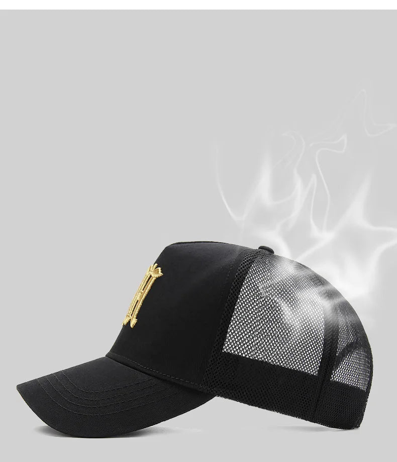 New Hat Men's Summer Thin High Top Baseball Cap Tide Big Head Fence Mesh Breathable Cap Sunscreen Sun Hat