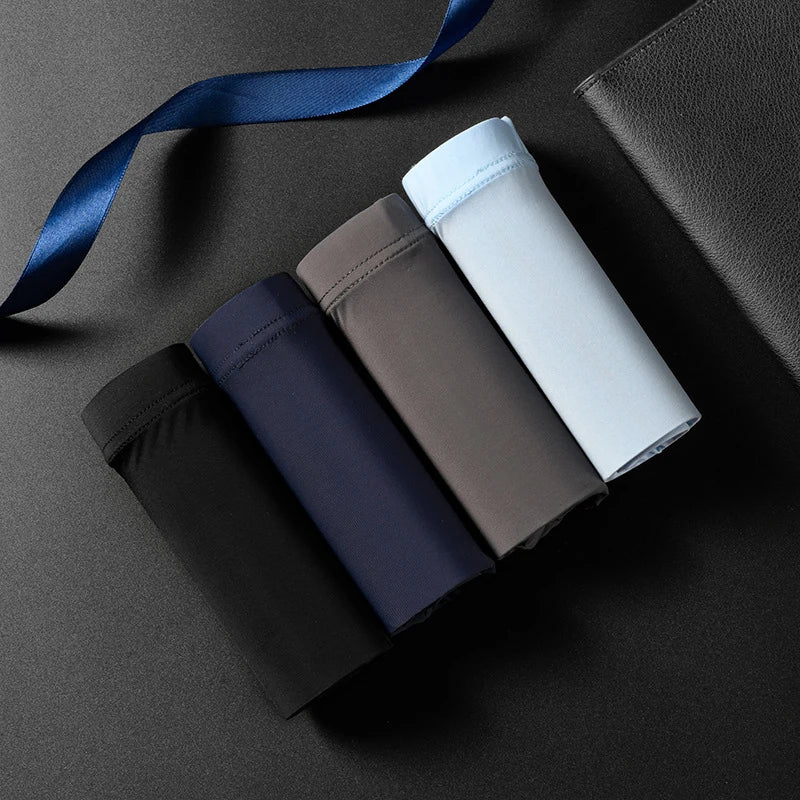 2 Pcs/Lot Men's Ultra-thin Panties Summer Ice Silk Boxers Briefs Underwear Lingerie Shorts Breathable Sexy Seamless Underpants