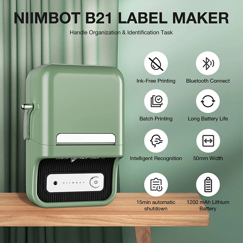 Niimbot B21 Mini Portable Thermal Label Printer Mini Adhesive Sticker Printers for Home Office For Mobile Phone NEW
