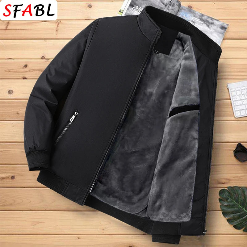 Warm Padded Blazers for Men's Winter Jacket Luxury Casual Winter Jackets for Men Formal Business Office Dress Coat Outwear Black