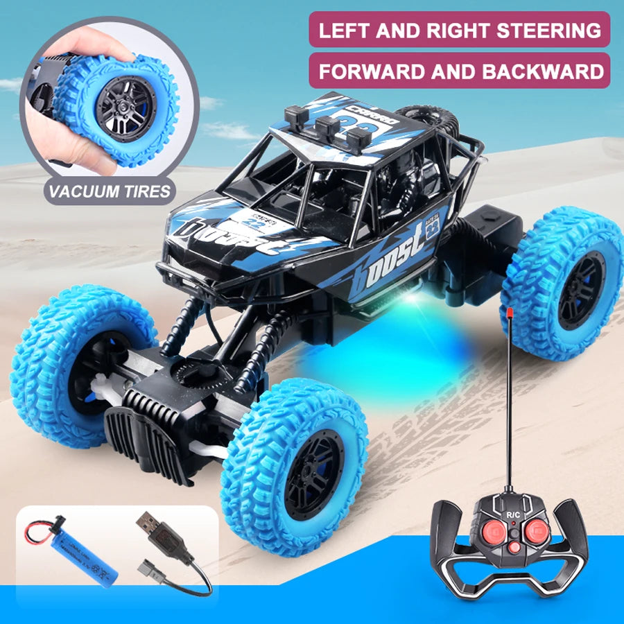 New Remote Control Car With Colorful Flashing Lights Rubber Wheels Off-road Toy Car Suitable For Christmas Boys Children's Gifts