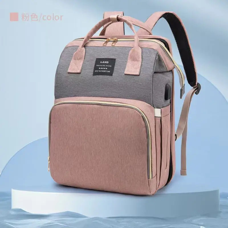 Folding Mommy Bag Lightweight Portable Folding Crib Bed Large-capacity Baby Backpack Female Mommy Outting Bag Mummy Bag