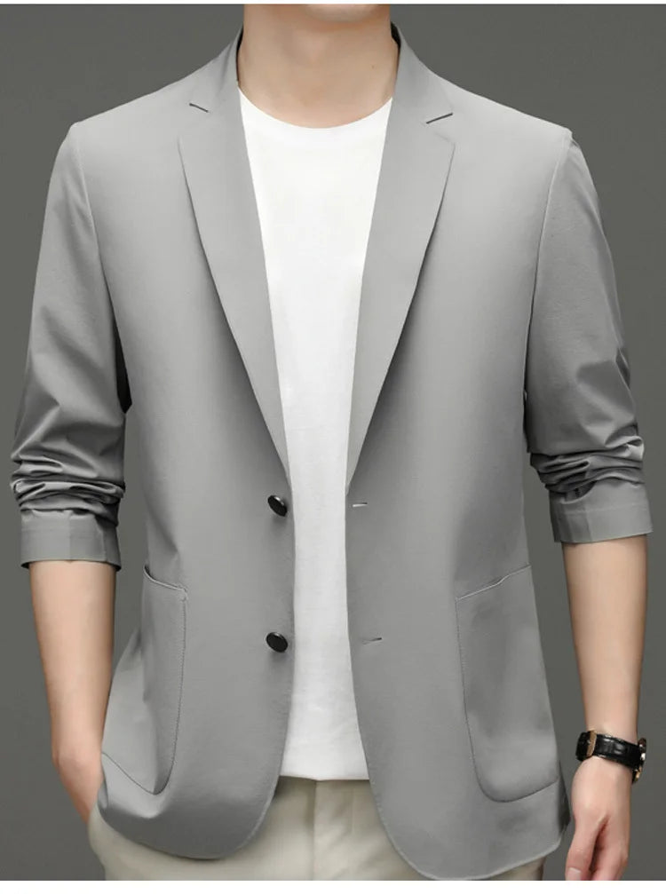 Korean Men's Suit Male Casual Slim Fit Business Jacket Spring Autumn Anti-Wrinkle Versatile Ultra-Thin Breathable High-Elastic