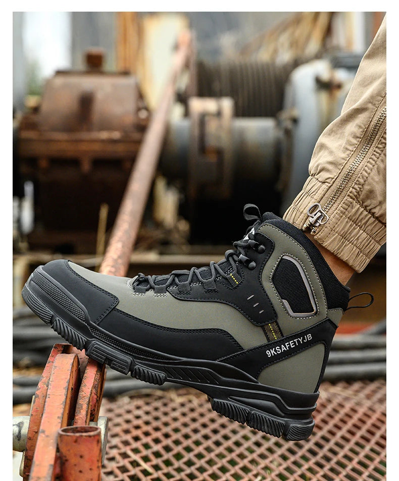Man Safety Shoes Puncture-Proof Work Sneaker Waterproof Work Shoes Steel Toe Shoes Safety Boots Indestructible Shoes Lightweight