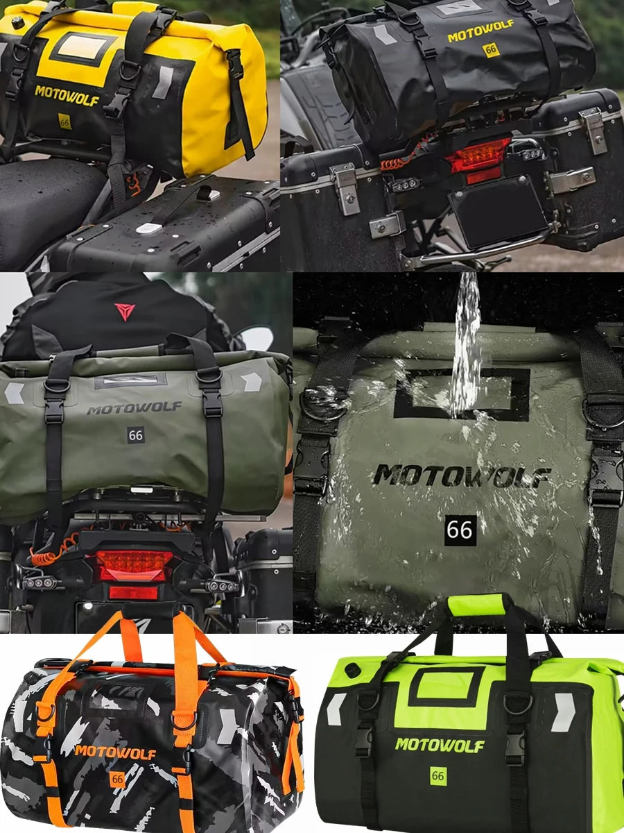 Motorcycle Dry Bag Waterproof Reflective Tail Duffle Bag Skiing Travel Hiking Camping Boating Riding Fishing Outdoor Luggage