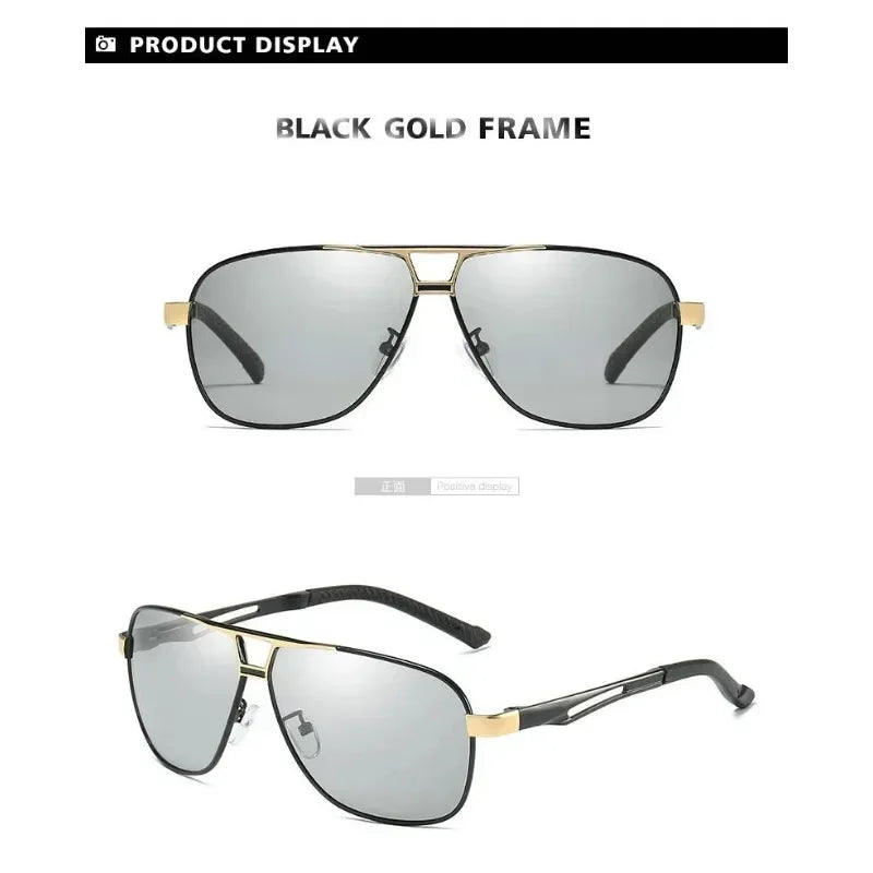 1PC Top Aluminum Magnesium Square Polarized Photochromic Sunglasses Men Sun Glasses Safety Driving Oculos De Sol Masculino