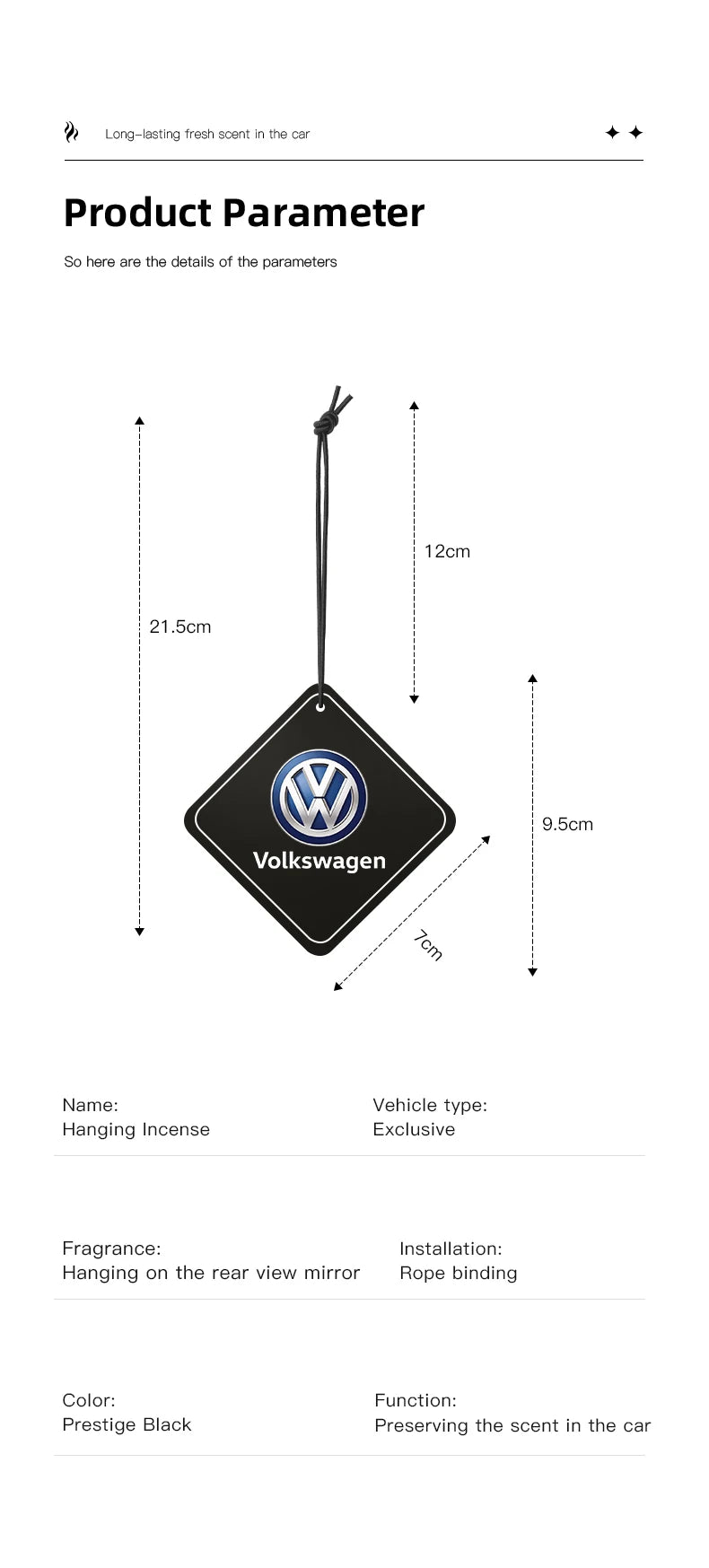 Cologne Fragrance Hyacinthoides Car Perfume Ornaments For VW GTI Polo Golf Passat Tiguan Arteon Touareg Taigo Caddy Jetta Beetle