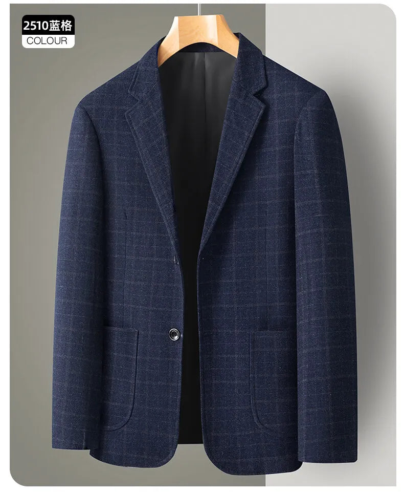 Men's Business Suit 2025 Fashionable Handsome Loose Fit Middle-Aged Father's Coat Casual Elegant Style for Mature Gentlemen