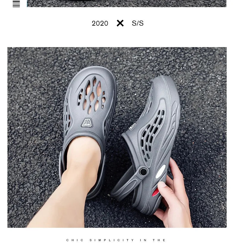 Summer Beach Men Sandals Breathable Men Casual Shoe Hole Shoes Light Clogs Home Garden Outdoor Male Flat Slippers Big Size 39-49