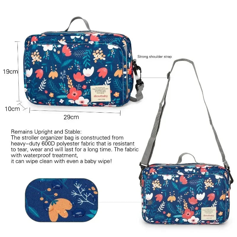 2024 Mommy with Baby Outdoor Travel New Waterproof Printed Cart Bag Storage Hanging Bag Diaper Bag Mommy Bag