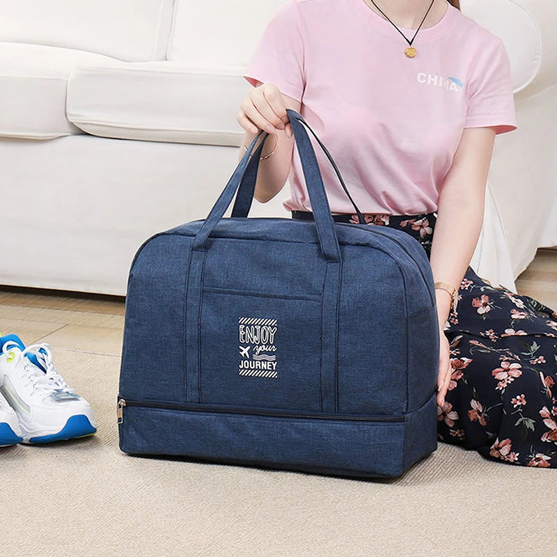 Fashion Folding Travel Bag Women Travel Weekend Overnight Bags Large Capacity Hand Luggage Tote Duffel Accessor Supplies