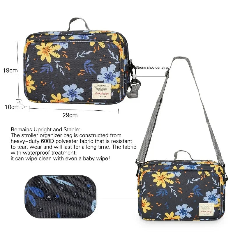2024 Mommy with Baby Outdoor Travel New Waterproof Printed Cart Bag Storage Hanging Bag Diaper Bag Mommy Bag
