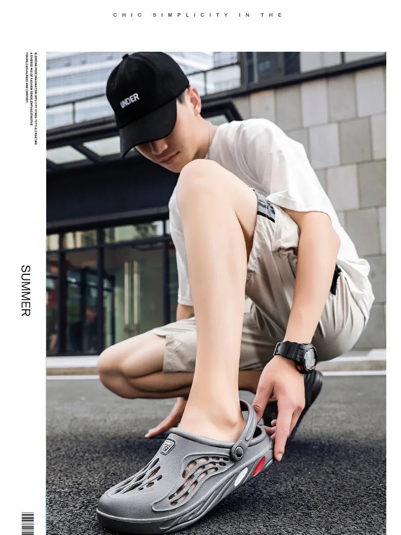 Summer Beach Men Sandals Breathable Men Casual Shoe Hole Shoes Light Clogs Home Garden Outdoor Male Flat Slippers Big Size 39-49