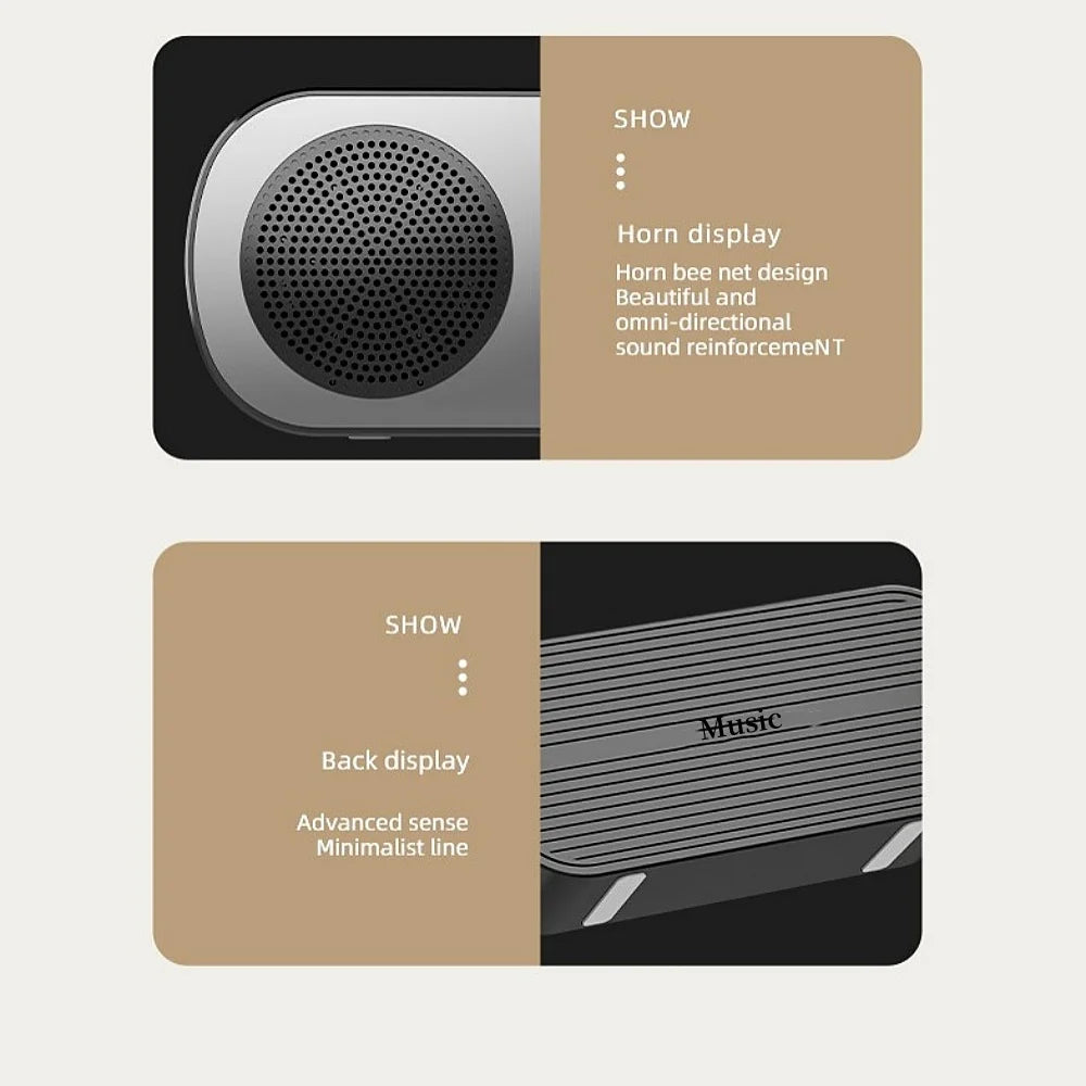 Mini Mirror Digital Alarm Clock Timer Rechargable Wireless Clock 2 Alarms FM Radio Wireless Speaker Subwoofer Desktop LED Clock