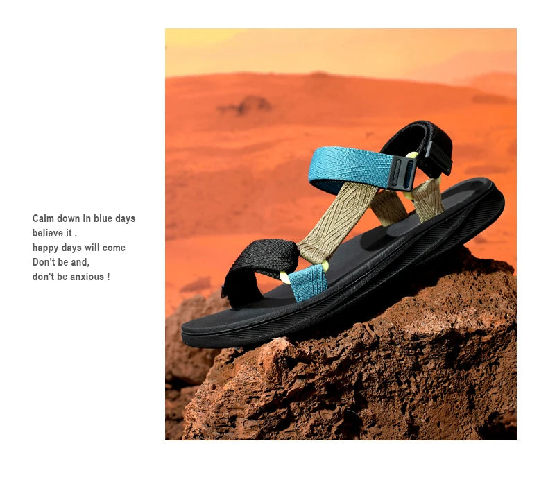 New Outdoor Wadable Sandals Man Arch Support Yoga Mat Insole Gladiator Open Toe Outdoor Beach Slippers Antiskid Durable Flat Men